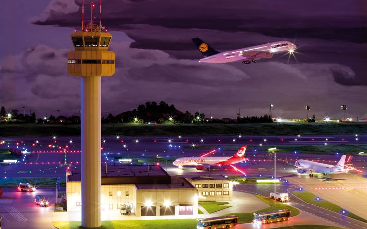 Flughafen Start Lufthansa Nacht